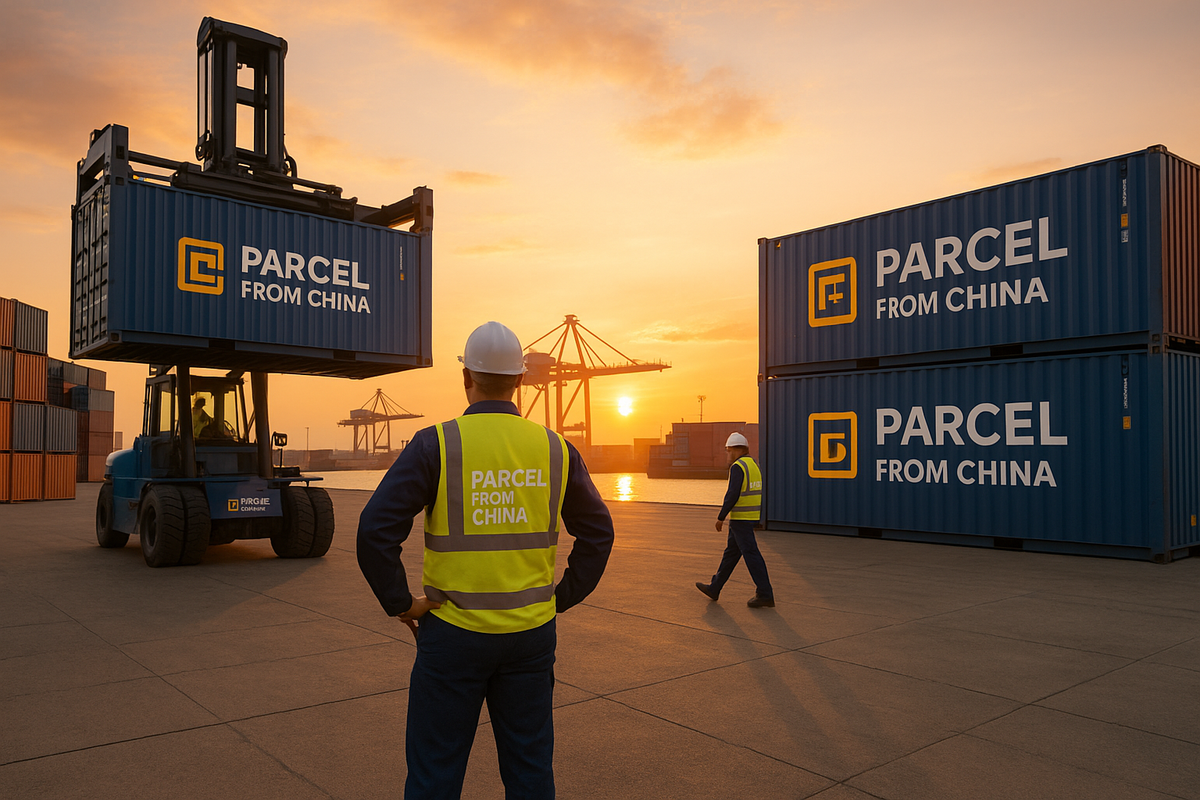 Containers being loaded at sunset - Global shipping operations