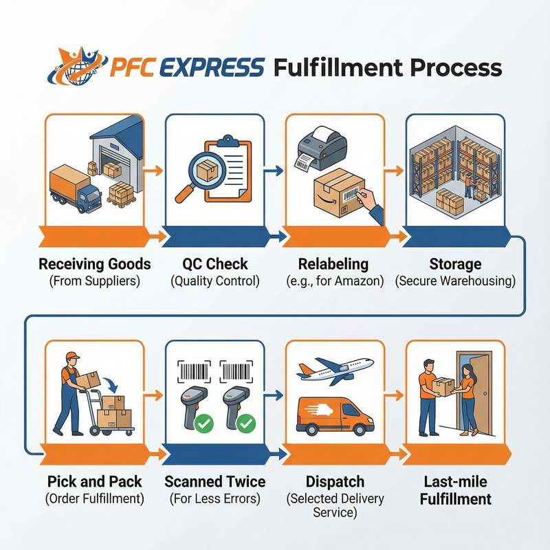 PFC Order Fulfillment Process - Detailed picking and packing workflow infographic